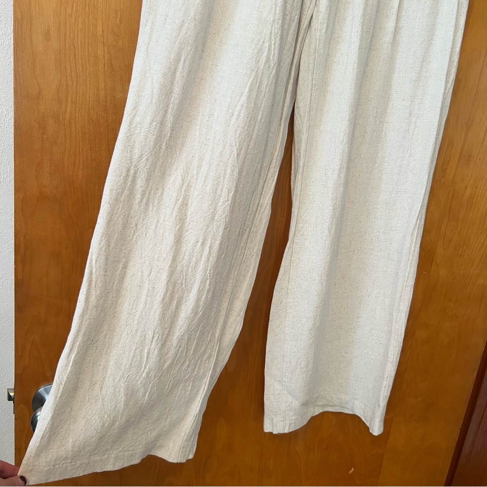 Sienna Sky Cream Wide-Leg Lenin Pants Size S - Picture 3 of 6